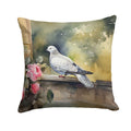 White Dove with Flowers Peaceful Decorative Throw Pillow 18x18 Indoor Outdoor Accent Cushion, Fabric Cover with Insert for Sofa, Bed, Porch & Living Room