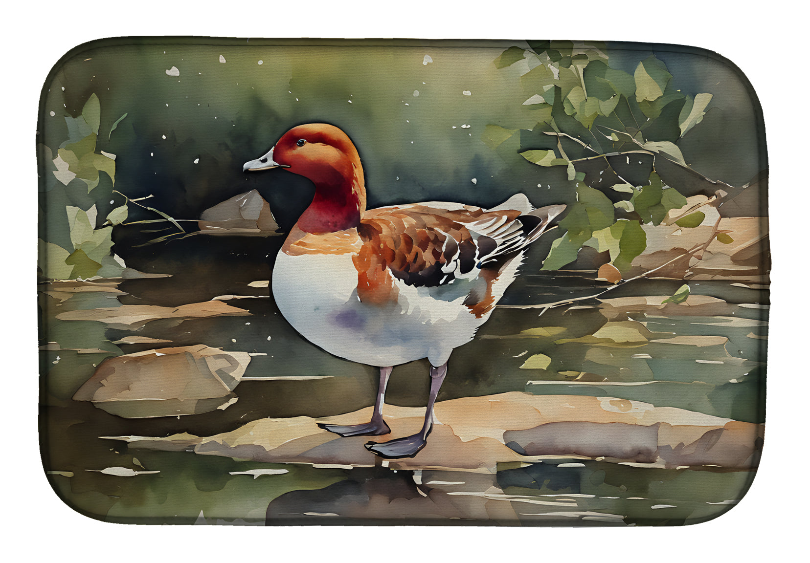 Redhead Duck Standing by Water Dish Drying Mat Absorbent Dish Drying Mat Pad for Kitchen Counter Dish Drainer Mat for Countertop, 14 x 21", Multicolor