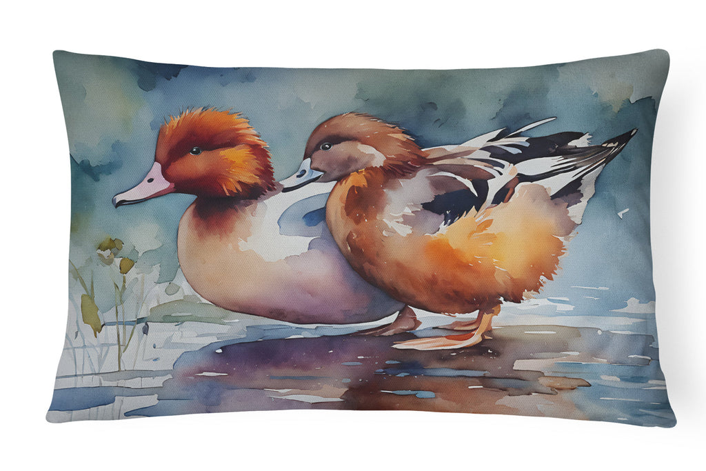 Redhead Duck Pair of Ducks Swimming Decorative Throw Pillow 12x16 Indoor Outdoor Accent Cushion, Fabric Cover with Insert for Sofa, Bed, Porch & Living Room