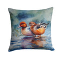Redhead Duck Pair of Ducks Swimming Decorative Throw Pillow 14x14 Indoor Outdoor Accent Cushion, Fabric Cover with Insert for Sofa, Bed, Porch & Living Room