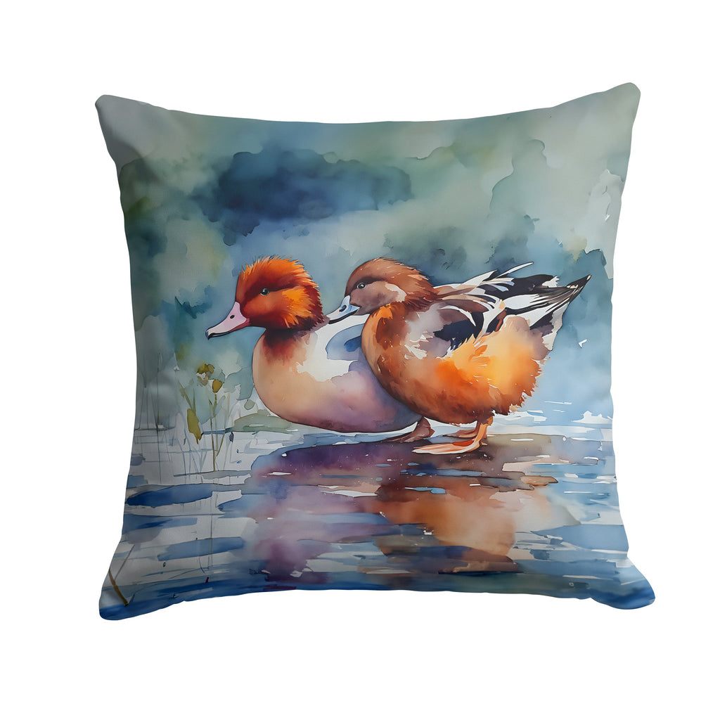 Redhead Duck Pair of Ducks Swimming Decorative Throw Pillow 18x18 Indoor Outdoor Accent Cushion, Fabric Cover with Insert for Sofa, Bed, Porch & Living Room