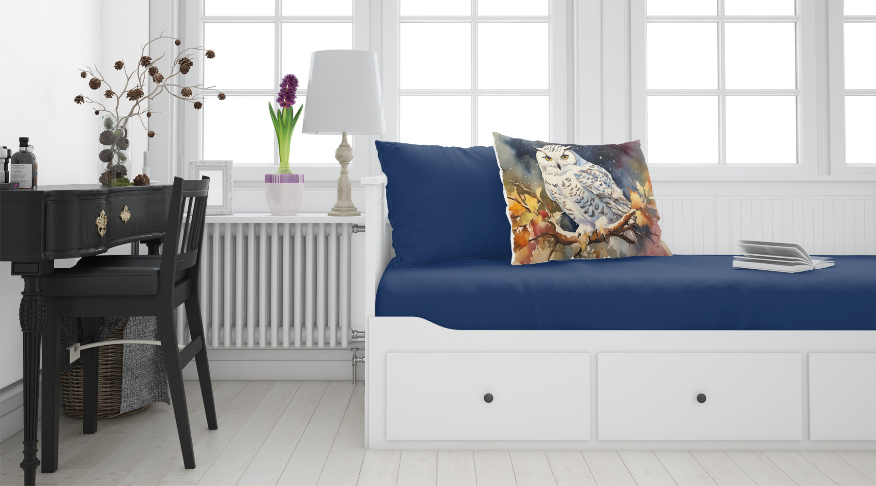Snowy Owl with Autumn Leaves Standard Pillowcase Lightweight Super Soft Easy Care Decorative Artwork Pillowcase, Standard