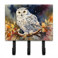 Snowy Owl with Autumn Leaves Leash or Key Holder Wall Hooks, Coat Rack Wall Mount, for Hanging Keys, Towels, Aprons, Leashes