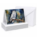 Snowy Owl Night Sky Watercolor Greeting Cards Pack of 8 Blank Cards with Envelopes Whimsical A7 Size 5x7