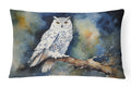 Snowy Owl Night Sky Watercolor Decorative Throw Pillow 12x16 Indoor Outdoor Accent Cushion, Fabric Cover with Insert for Sofa, Bed, Porch & Living Room