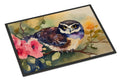 Spectacled Owl on Branch with Flowers Doormat Indoor Outdoor 18H X 27W Front Door Mat Rugs for Entryway, Non Slip Washable