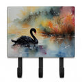 Black Swan Swimming Calm Water Leash or Key Holder Wall Hooks, Coat Rack Wall Mount, for Hanging Keys, Towels, Aprons, Leashes