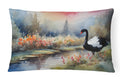Black Swan Lake Scene Landscape Decorative Throw Pillow 12x16 Indoor Outdoor Accent Cushion, Fabric Cover with Insert for Sofa, Bed, Porch & Living Room