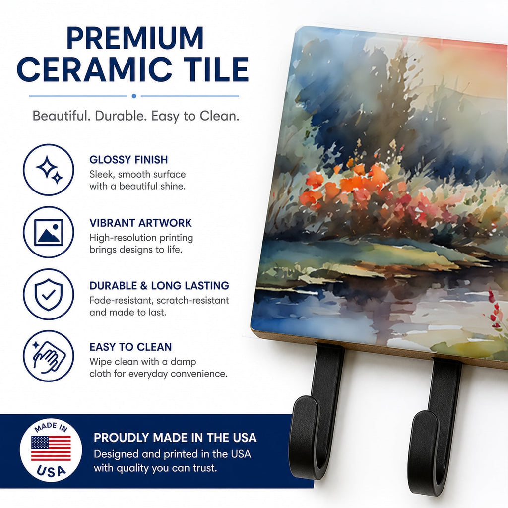 Black Swan Lake Scene Landscape Leash or Key Holder Wall Hooks, Coat Rack Wall Mount, for Hanging Keys, Towels, Aprons, Leashes