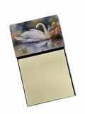 White Swan Swimming Peaceful Watercolor Watercolor Sticky Note Holder Refillable Dispenser Desk Accessory 3x3 Pad Gift