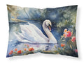 White Swan Lake with Flowers Watercolor Standard Pillowcase Lightweight Super Soft Easy Care Decorative Artwork Pillowcase, Standard