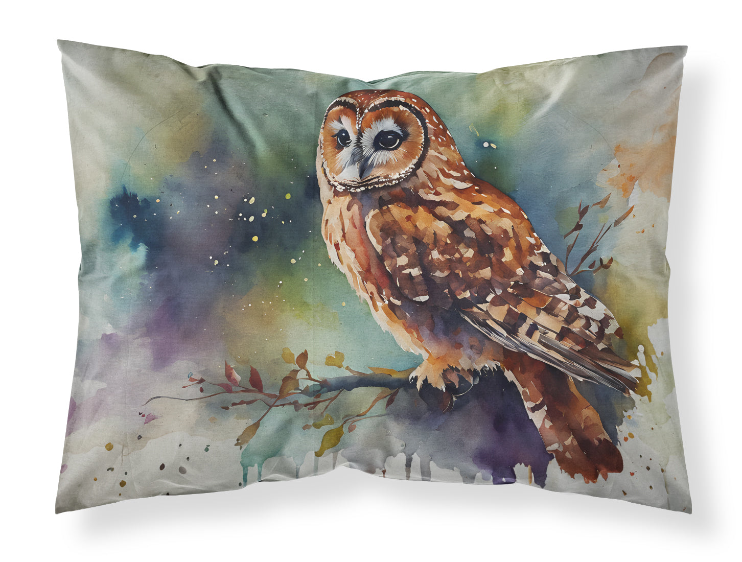 Tawny Owl Portrait Natural Watercolor Standard Pillowcase Lightweight Super Soft Easy Care Decorative Artwork Pillowcase, Standard