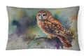 Tawny Owl Portrait Natural Watercolor Decorative Throw Pillow 12x16 Indoor Outdoor Accent Cushion, Fabric Cover with Insert for Sofa, Bed, Porch & Living Room