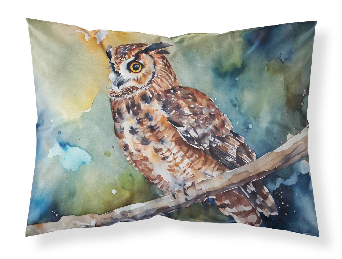 Tawny Owl on Branch Watercolor Standard Pillowcase Lightweight Super Soft Easy Care Decorative Artwork Pillowcase, Standard