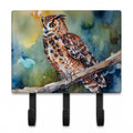 Tawny Owl on Branch Watercolor Leash or Key Holder Wall Hooks, Coat Rack Wall Mount, for Hanging Keys, Towels, Aprons, Leashes