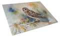 Tawny Owl Soft Background Watercolor Cutting Board Tempered Glass Kitchen Cutting Surface, Heat Resistant Chopping, Non-Slip Feet, Food Prep & Serving