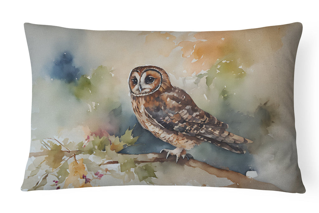 Tawny Owl Soft Background Watercolor Decorative Throw Pillow 12x16 Indoor Outdoor Accent Cushion, Fabric Cover with Insert for Sofa, Bed, Porch & Living Room