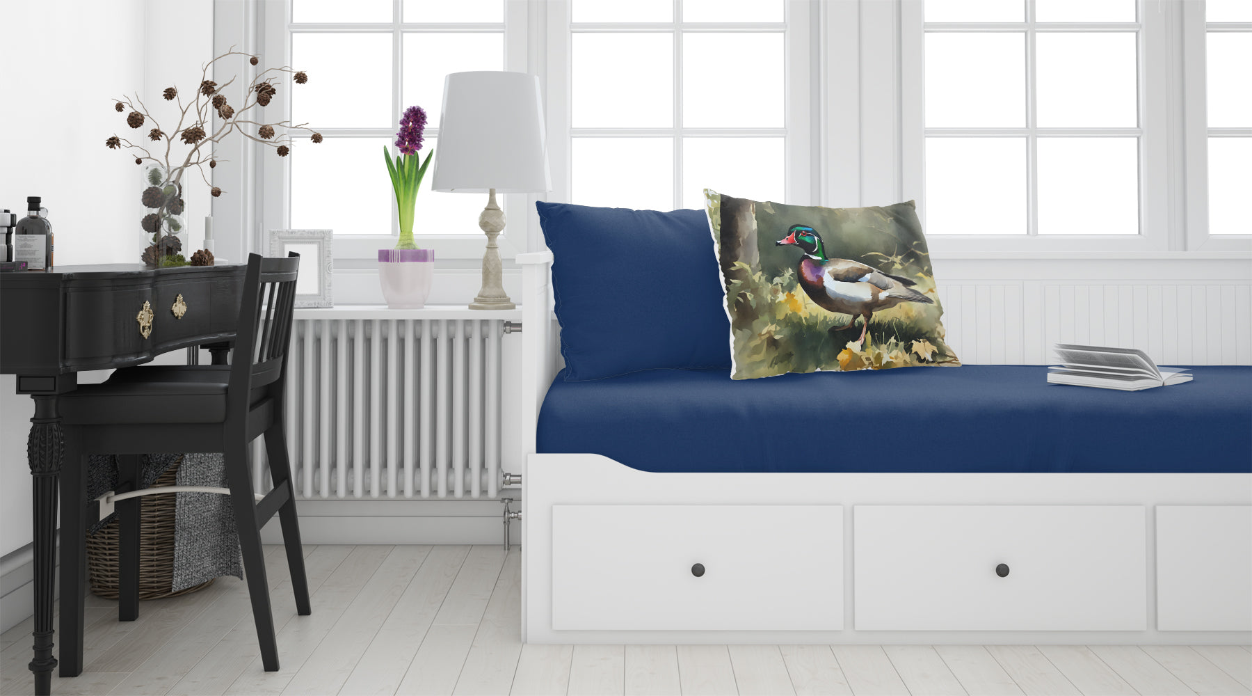 Wood Duck Standing Forest Floor Watercolor Standard Pillowcase Lightweight Super Soft Easy Care Decorative Artwork Pillowcase, Standard