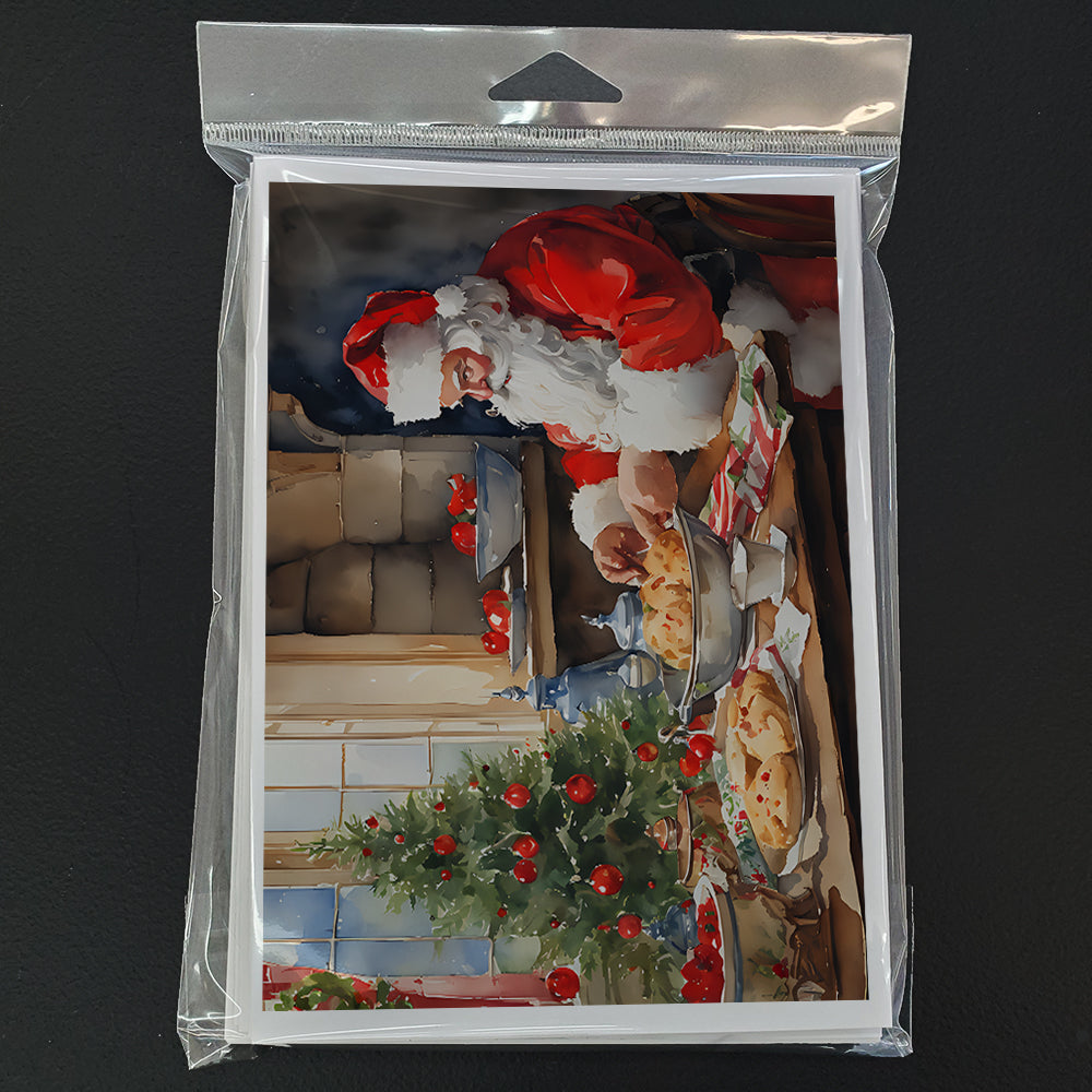 Cookies with Santa Claus Greeting Cards Pack of 8 Blank Cards with Envelopes Whimsical A7 Size 5x7