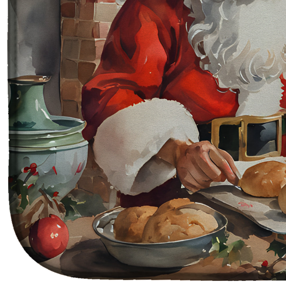 Cookies with Santa Claus Dish Drying Mat Absorbent Dish Drying Mat Pad for Kitchen Counter Dish Drainer Mat for Countertop, 14 x 21", Multicolor