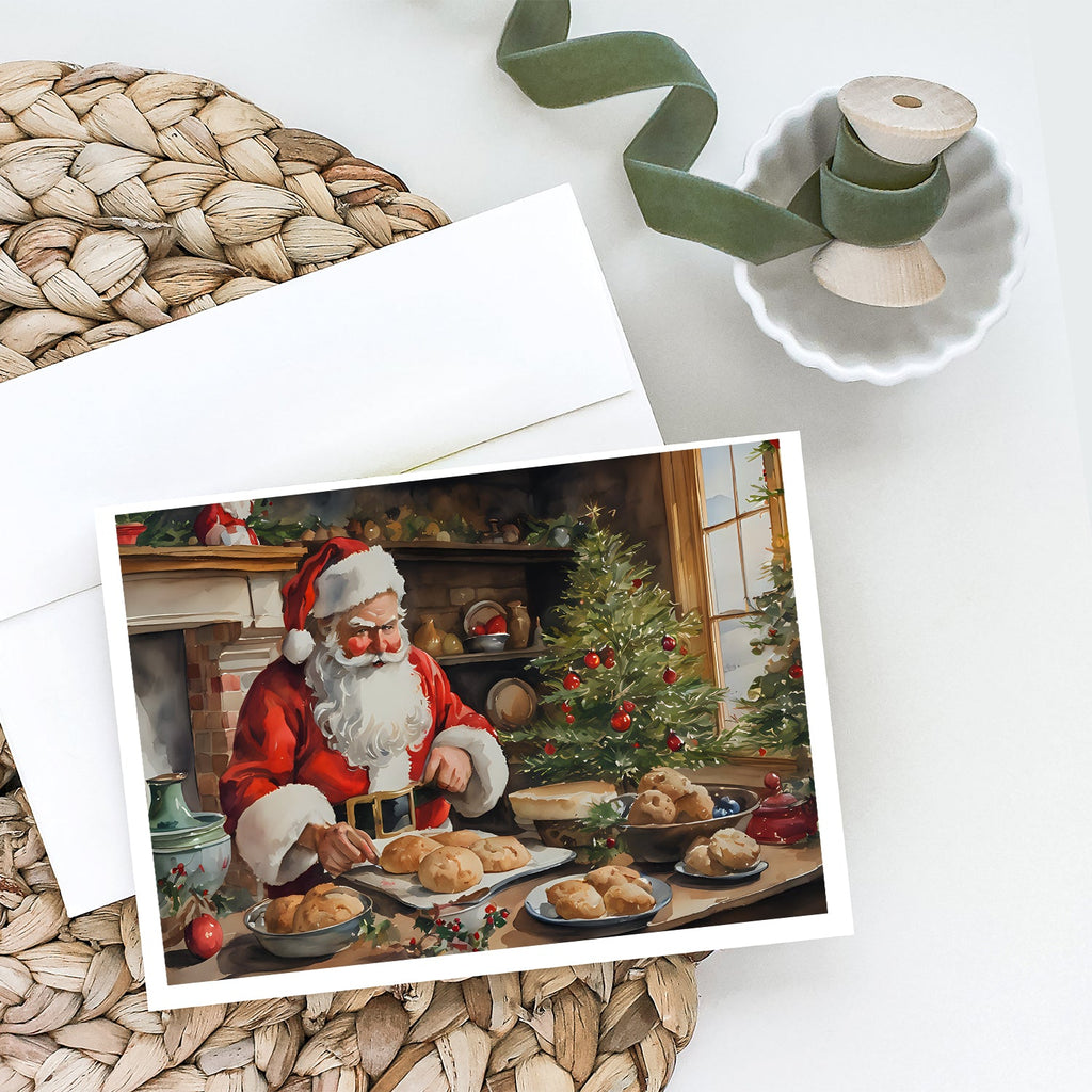 Cookies with Santa Claus Greeting Cards Pack of 8 Blank Cards with Envelopes Whimsical A7 Size 5x7