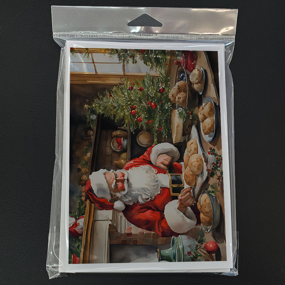 Cookies with Santa Claus Greeting Cards Pack of 8 Blank Cards with Envelopes Whimsical A7 Size 5x7