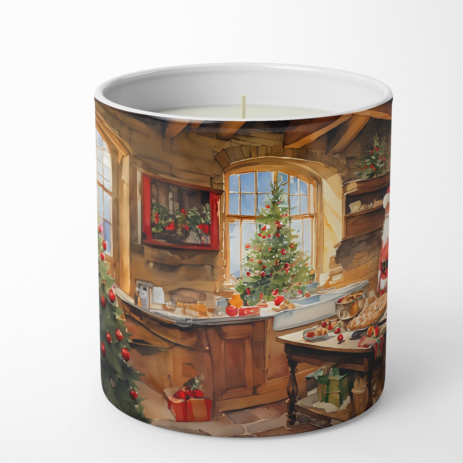 Cookies with Santa Claus Father Christmas Decorative Soy Candle Nature Soy Wax Essential Oil Home Decor Ideal for Bedroom Kitchen Bath Office Gift, 10 oz