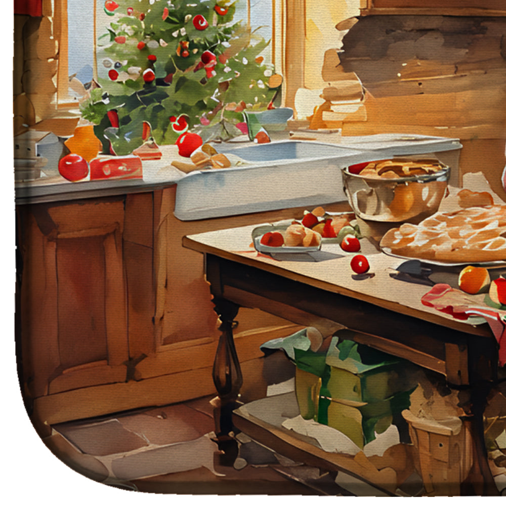 Cookies with Santa Claus Father Christmas Dish Drying Mat Absorbent Dish Drying Mat Pad for Kitchen Counter Dish Drainer Mat for Countertop, 14 x 21", Multicolor