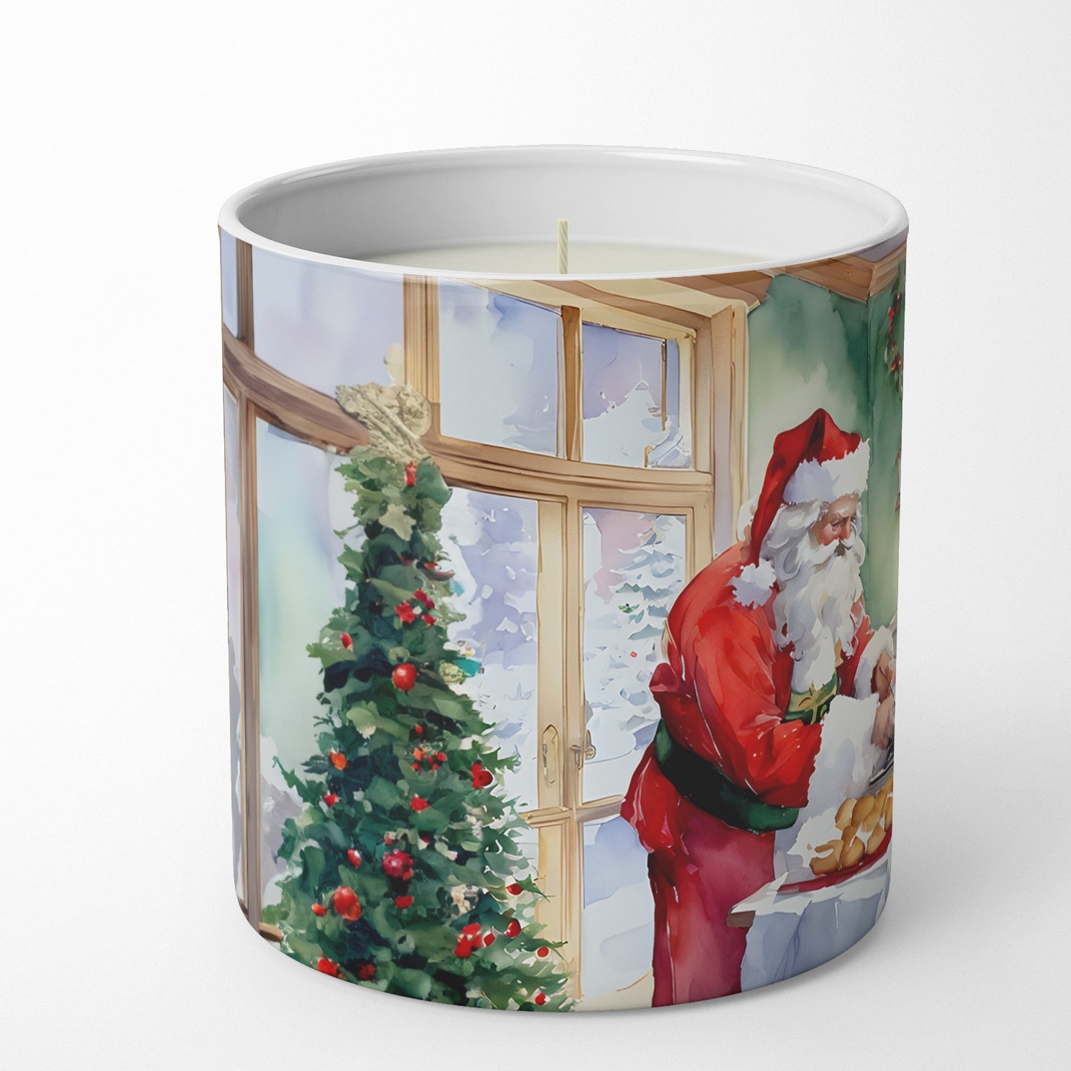 Cookies with Santa Claus Father Christmas Decorative Soy Candle Nature Soy Wax Essential Oil Home Decor Ideal for Bedroom Kitchen Bath Office Gift, 10 oz