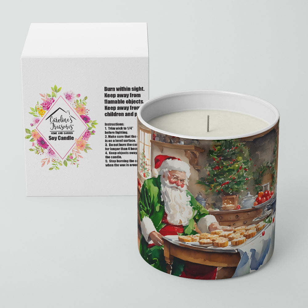 Cookies with Santa Claus Father Christmas Decorative Soy Candle Nature Soy Wax Essential Oil Home Decor Ideal for Bedroom Kitchen Bath Office Gift, 10 oz