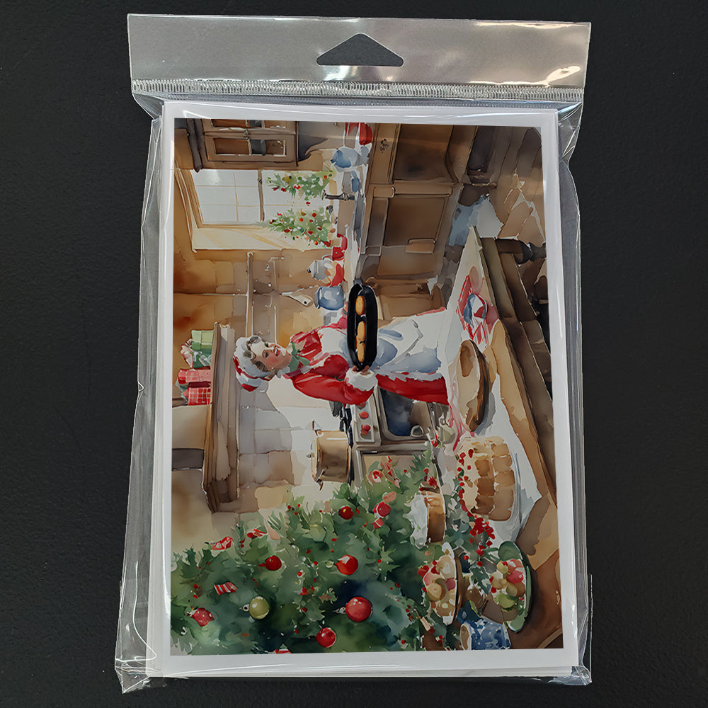Cookies with Santa Claus Mrs. Claus Greeting Cards Pack of 8 Blank Cards with Envelopes Whimsical A7 Size 5x7