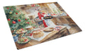 Cookies with Santa Claus Mrs. Claus Cutting Board Tempered Glass Kitchen Cutting Surface, Heat Resistant Chopping, Non-Slip Feet, Food Prep & Serving