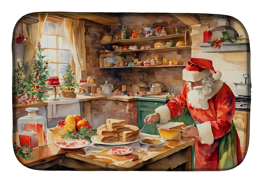 Cookies with Santa Claus Papa Noel Dish Drying Mat Absorbent Dish Drying Mat Pad for Kitchen Counter Dish Drainer Mat for Countertop, 14 x 21", Multicolor