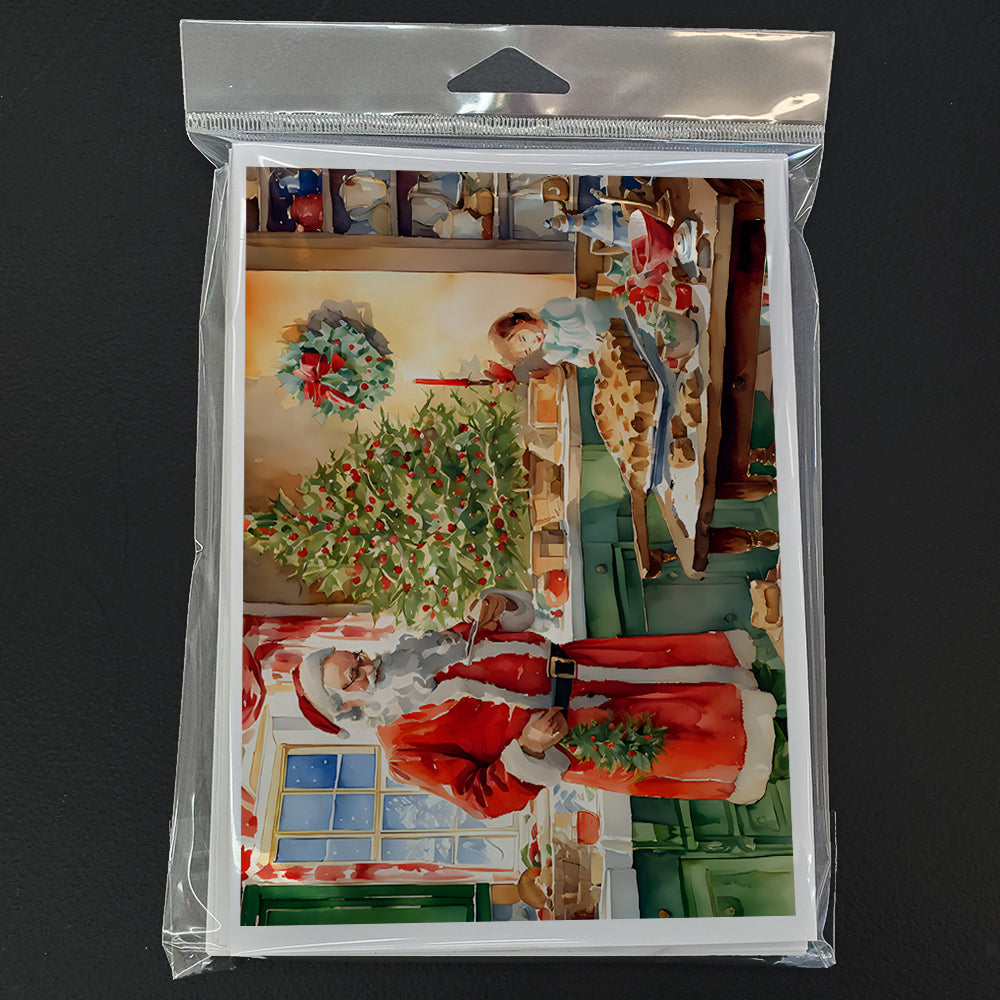 Cookies with Santa Claus Papa Noel Greeting Cards Pack of 8 Blank Cards with Envelopes Whimsical A7 Size 5x7