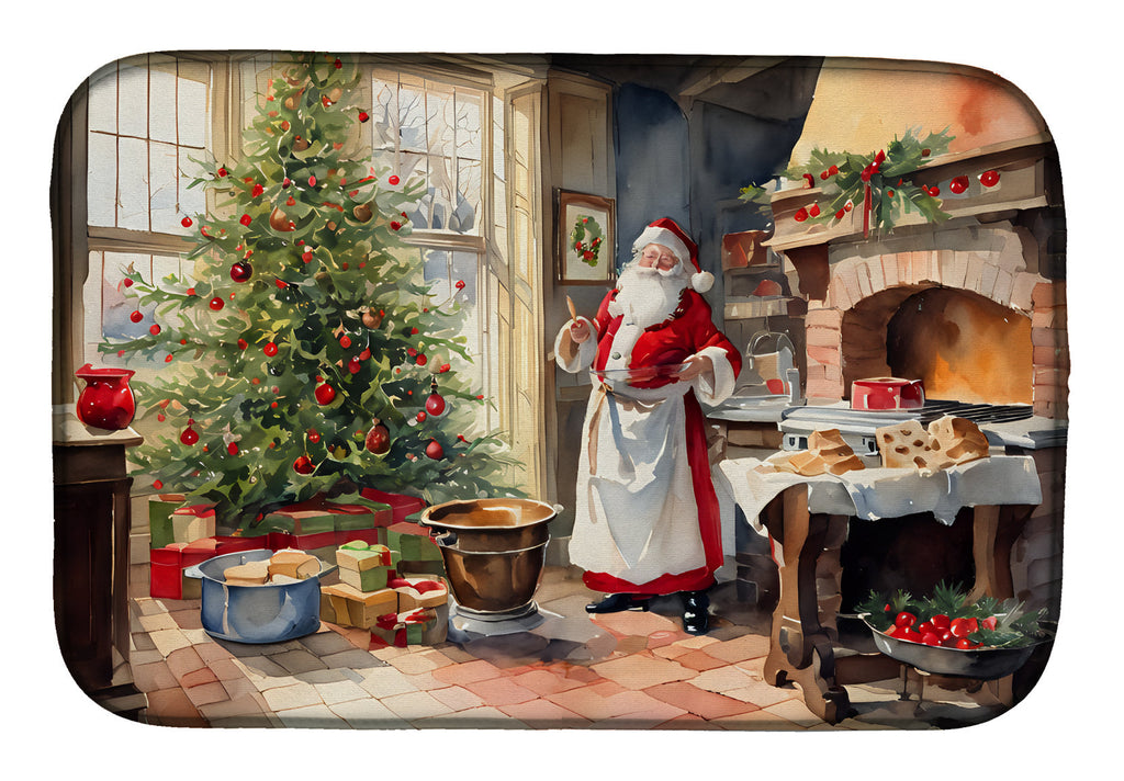 Cookies with Santa Claus Dish Drying Mat Absorbent Dish Drying Mat Pad for Kitchen Counter Dish Drainer Mat for Countertop, 14 x 21", Multicolor
