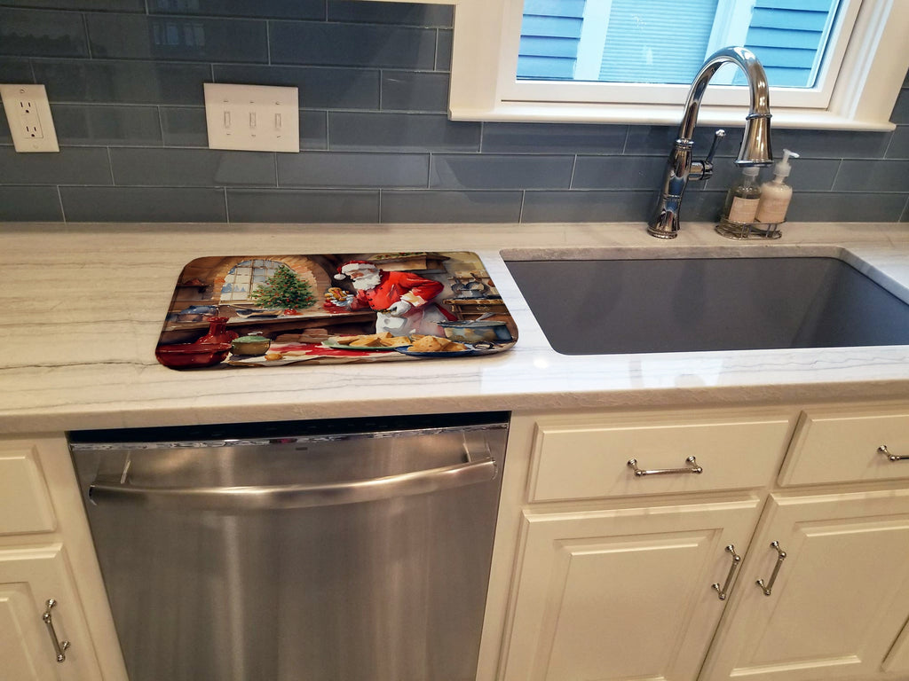Cookies with Santa Claus Dish Drying Mat Absorbent Dish Drying Mat Pad for Kitchen Counter Dish Drainer Mat for Countertop, 14 x 21", Multicolor