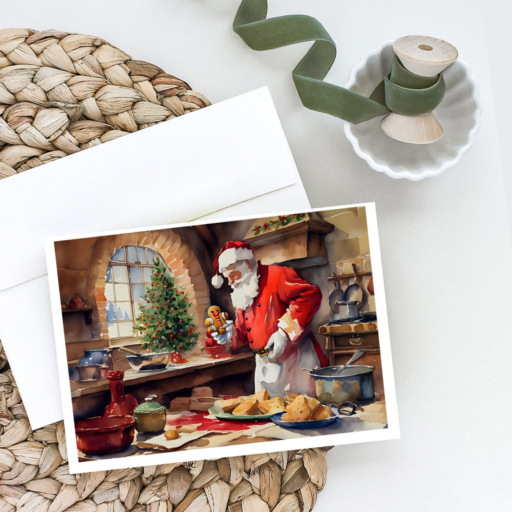 Cookies with Santa Claus Greeting Cards Pack of 8 Blank Cards with Envelopes Whimsical A7 Size 5x7