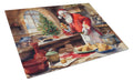Cookies with Santa Claus Cutting Board Tempered Glass Kitchen Cutting Surface, Heat Resistant Chopping, Non-Slip Feet, Food Prep & Serving