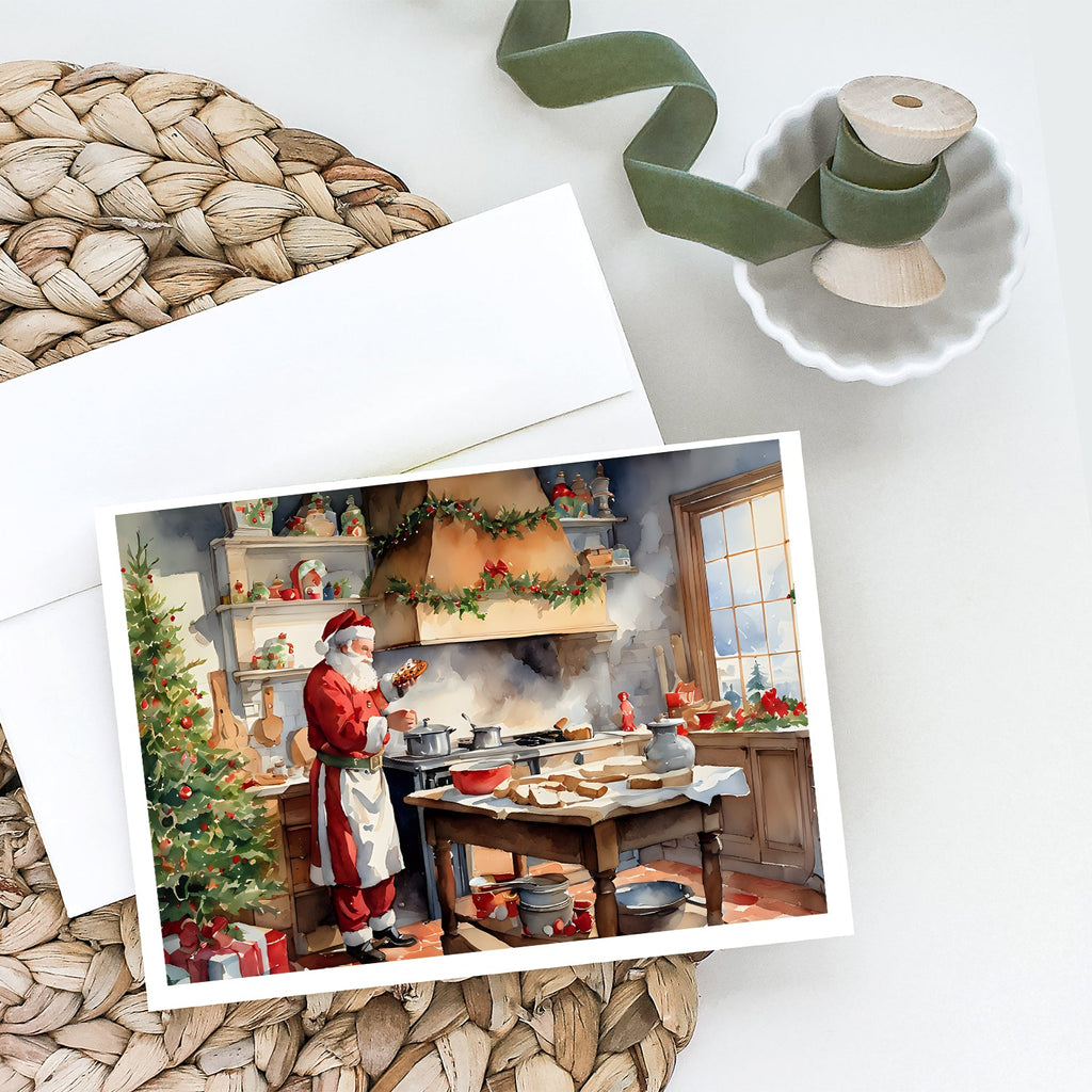 Cookies with Santa Claus Greeting Cards Pack of 8 Blank Cards with Envelopes Whimsical A7 Size 5x7