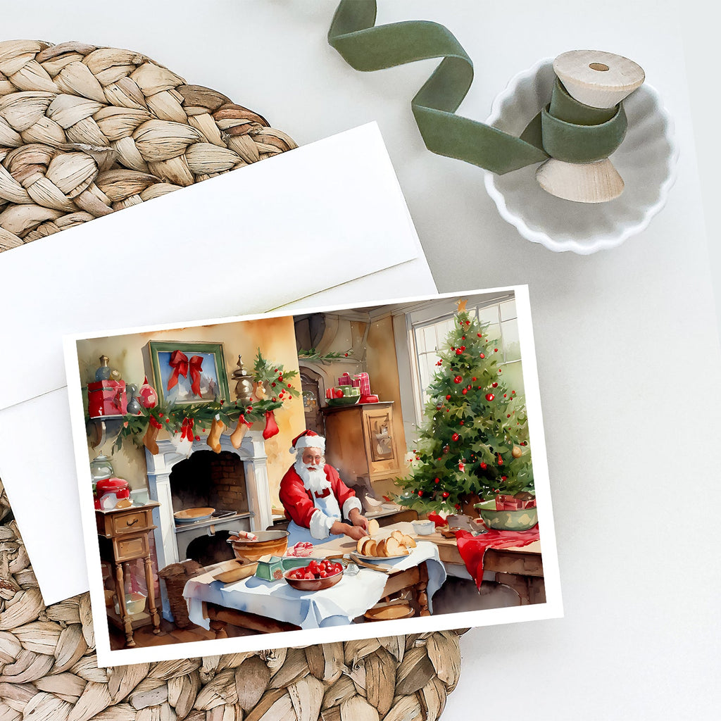 Cookies with Santa Claus Greeting Cards Pack of 8 Blank Cards with Envelopes Whimsical A7 Size 5x7