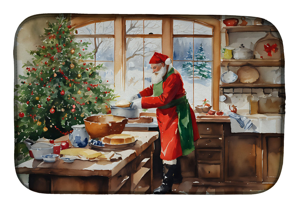 Cookies with Santa Claus Weihnachtsmann Dish Drying Mat Absorbent Dish Drying Mat Pad for Kitchen Counter Dish Drainer Mat for Countertop, 14 x 21", Multicolor