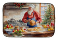 Cookies with Santa Claus Weihnachtsmann Dish Drying Mat Absorbent Dish Drying Mat Pad for Kitchen Counter Dish Drainer Mat for Countertop, 14 x 21", Multicolor