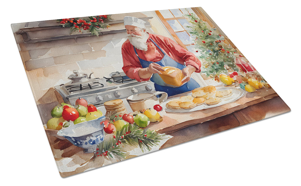 Cookies with Santa Claus Weihnachtsmann Cutting Board Tempered Glass Kitchen Cutting Surface, Heat Resistant Chopping, Non-Slip Feet, Food Prep & Serving