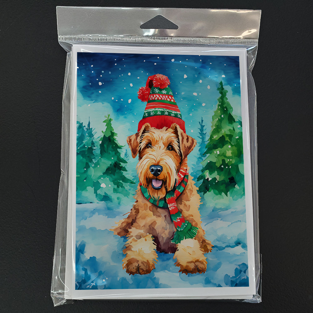 Airedale Terrier Christmas Greeting Cards Pack of 8 Blank Cards with Envelopes Whimsical A7 Size 5x7