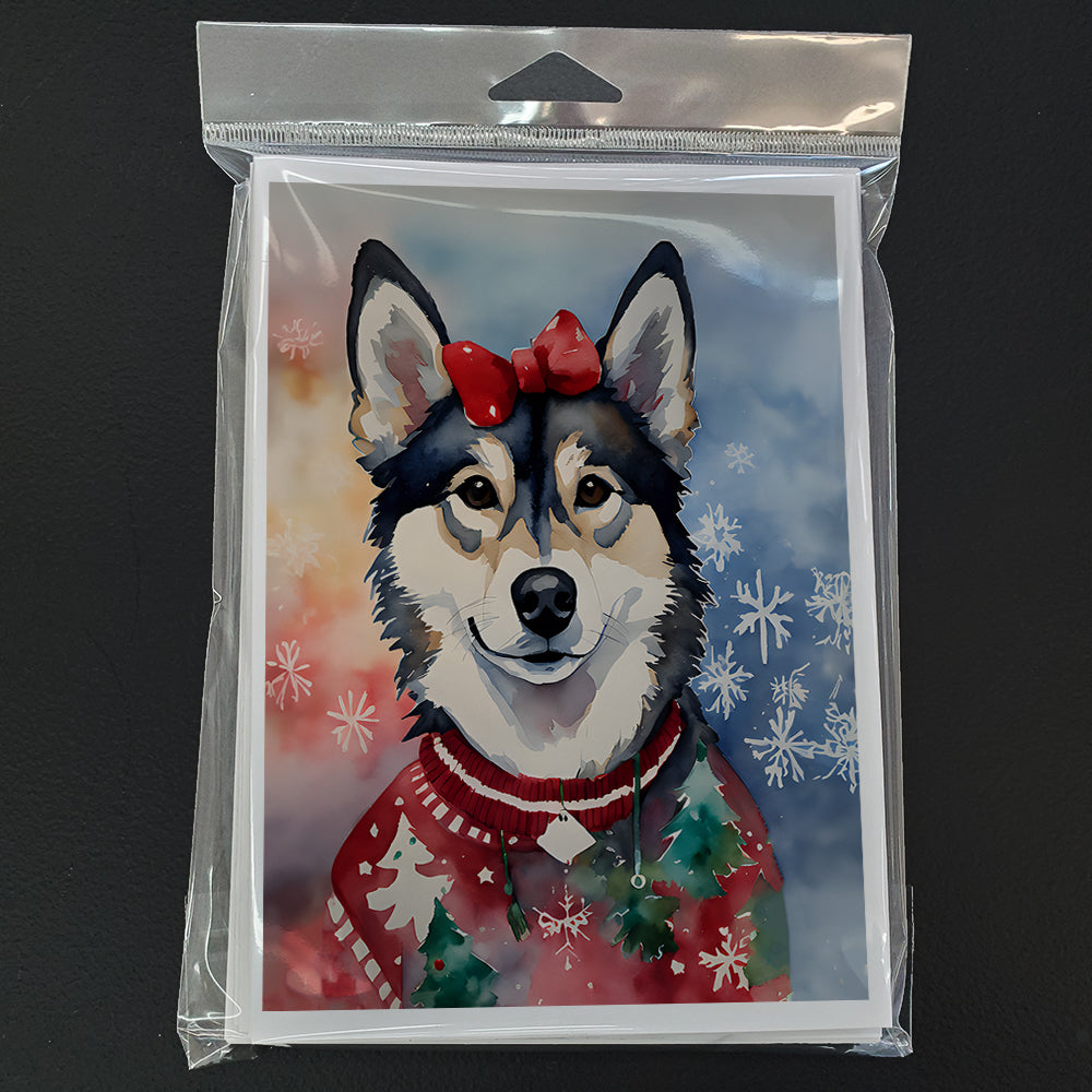 Alaskan Klee Kai Christmas Greeting Cards Pack of 8 Blank Cards with Envelopes Whimsical A7 Size 5x7