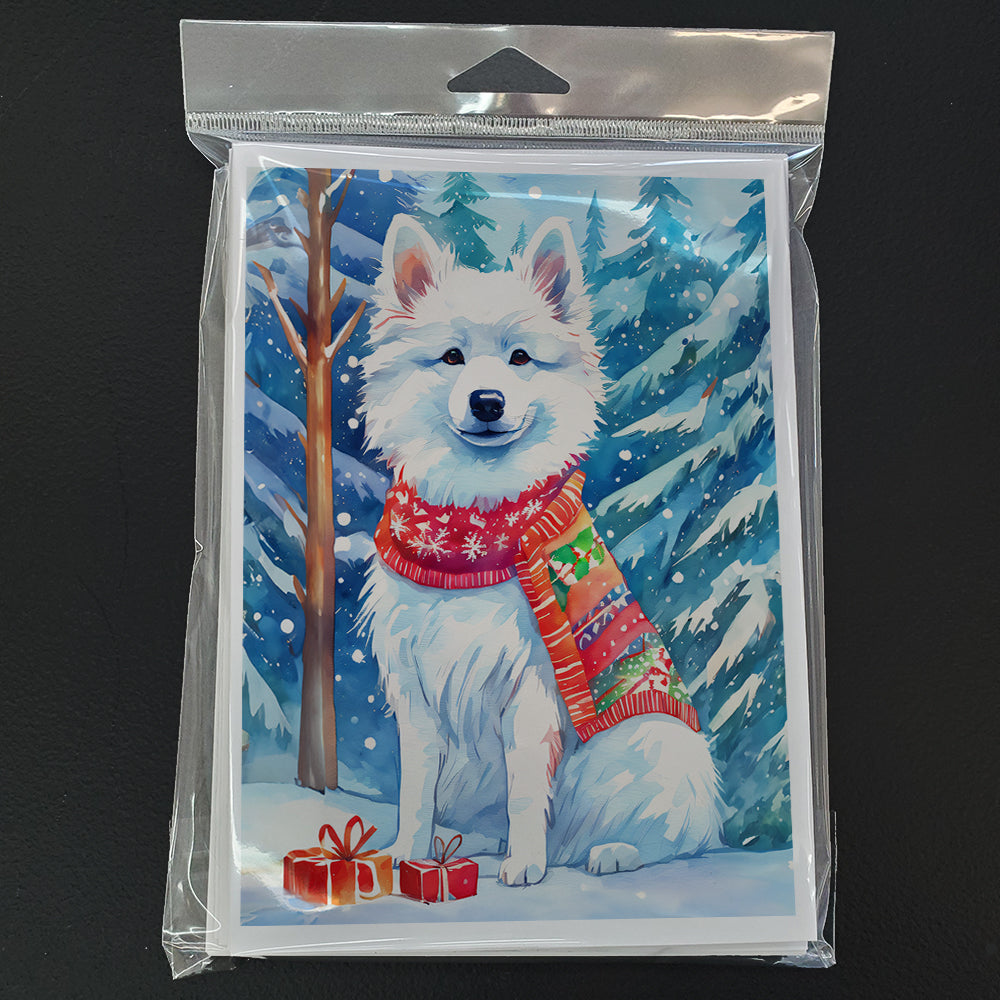 American Eskimo Christmas Greeting Cards Pack of 8 Blank Cards with Envelopes Whimsical A7 Size 5x7