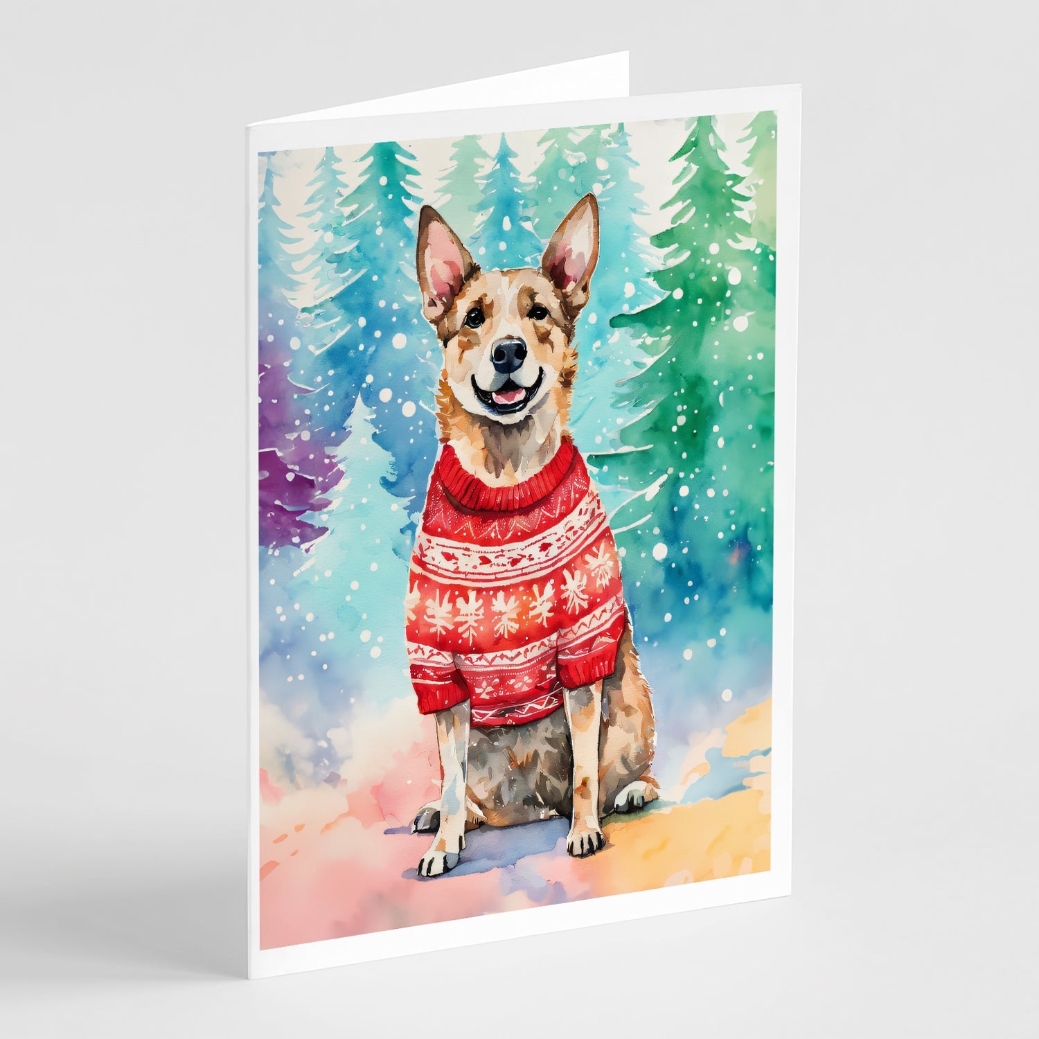 Australian Cattle Dog Christmas Greeting Cards Pack of 8 Blank Cards with Envelopes Whimsical A7 Size 5x7