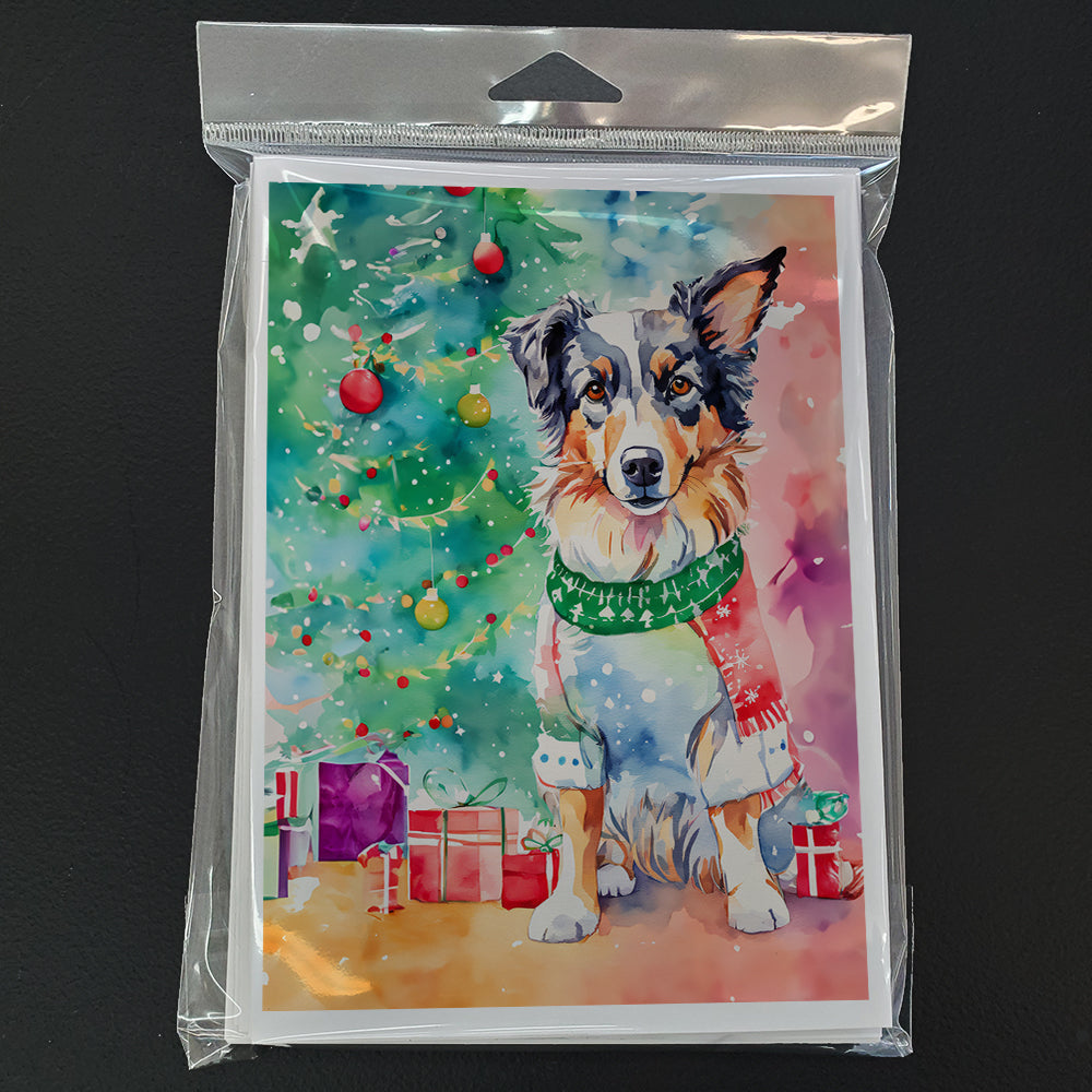 Australian Shepherd Christmas Greeting Cards Pack of 8 Blank Cards with Envelopes Whimsical A7 Size 5x7