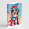 Australian Shepherd Christmas Greeting Cards Pack of 8 Blank Cards with Envelopes Whimsical A7 Size 5x7
