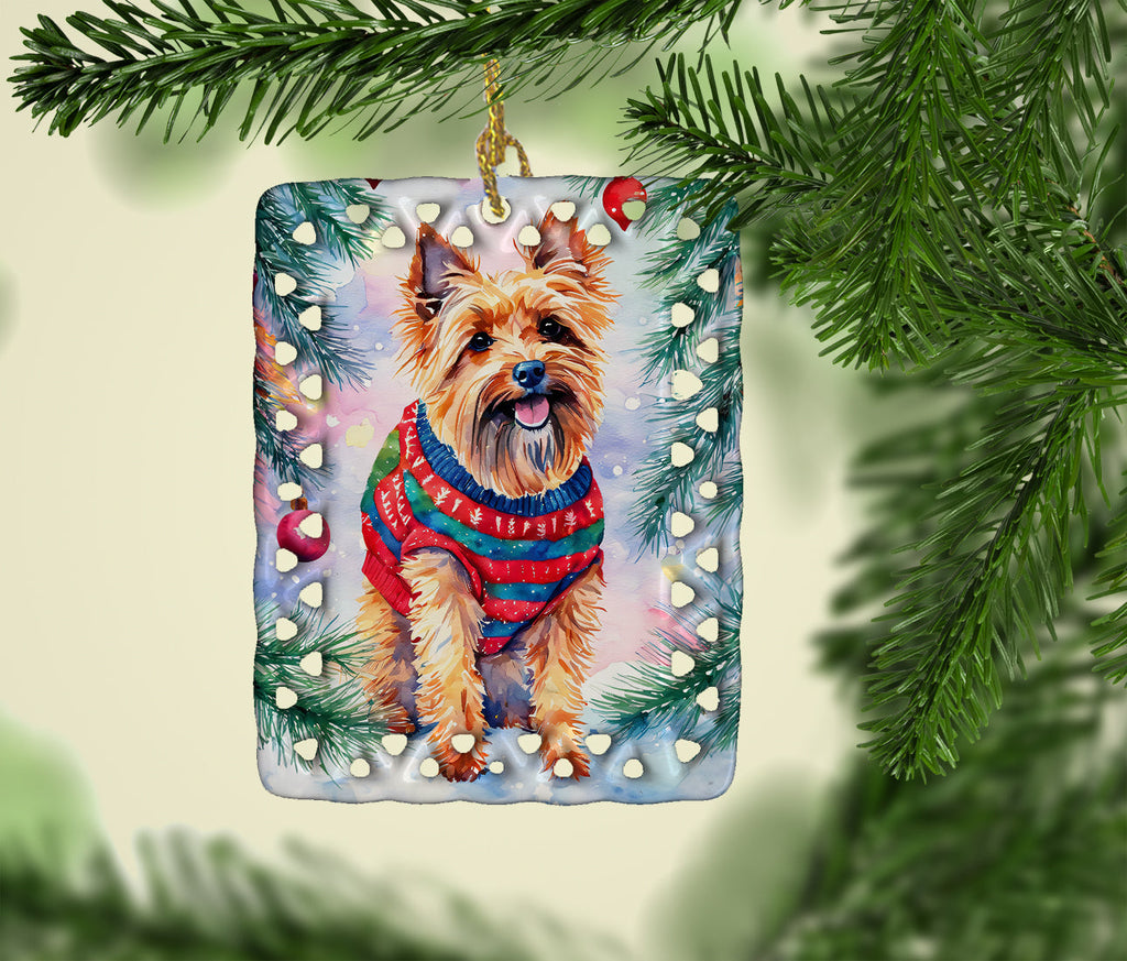Australian Terrier Christmas Porcelain Ornament Christmas Tree Hanging Decorations for Home Christmas Holiday, Rectangle, Gift, Multicolor